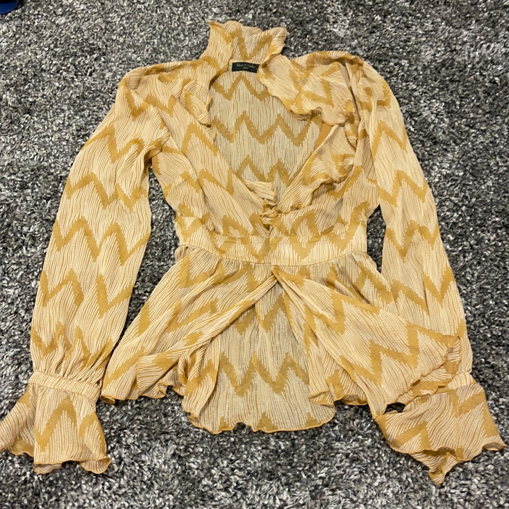 Revolve House or Harlow Chevron Sheer Blouse M